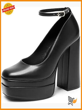 Y2K Chunky Platform Heels, Square Toe Mary Jane Pumps, Women's Dress Shoes